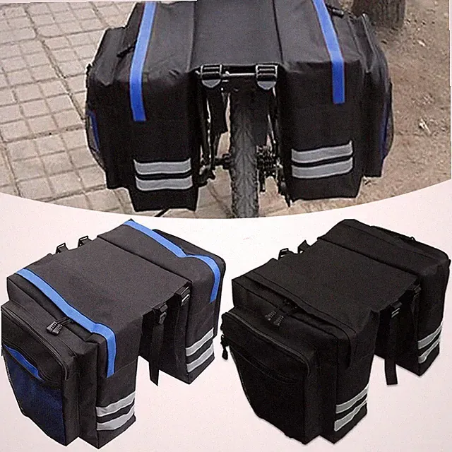 12.4" Bike Pannier Bags Rear Rack Bike Trunk Bag Luggage Back Seat Double Side