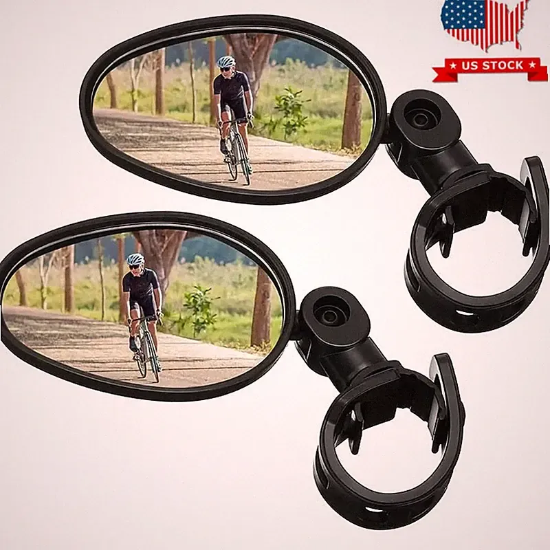 2Pcs Bike Mirror Rotaty Round MTB Road Handlebar Bicycle Rear View Glass Cycling