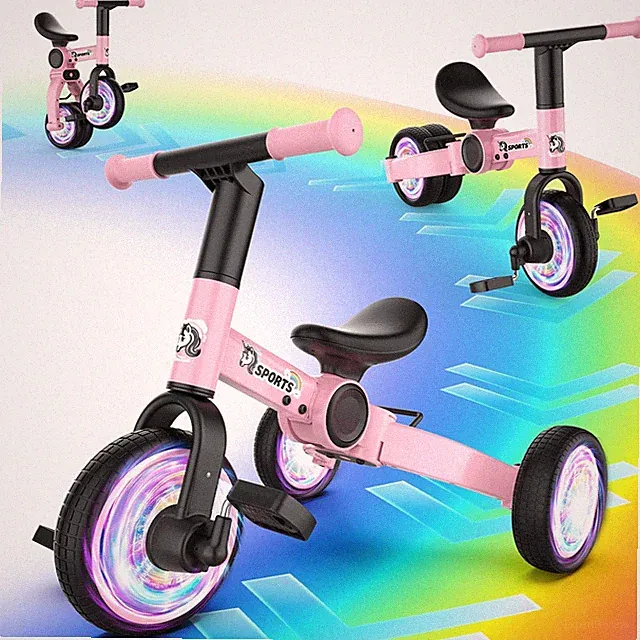 3 in 1 Toddler Balance Bike for 1-4 Year Olds, Colorful Lighting Baby Toddler...