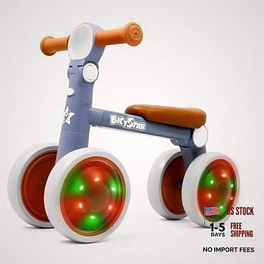 Baby Balance Bike with Adjustable Handlebars, Rear Wheel, Colorful Light Blue