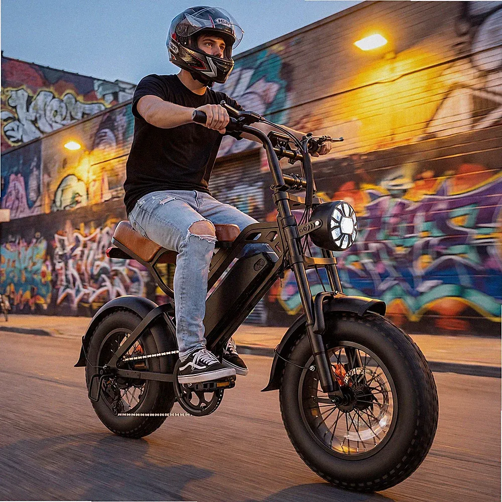Ebike 1500W Peak Electric Bike Mountain Bicycle 16" Fat Tire E-bike Adults 28Mph