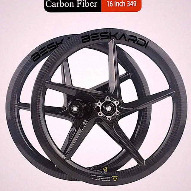 Folding Bike 5 Sopkes Carbon Wheelset 16inch 349 Rim Disc Brake 8-11 Speed