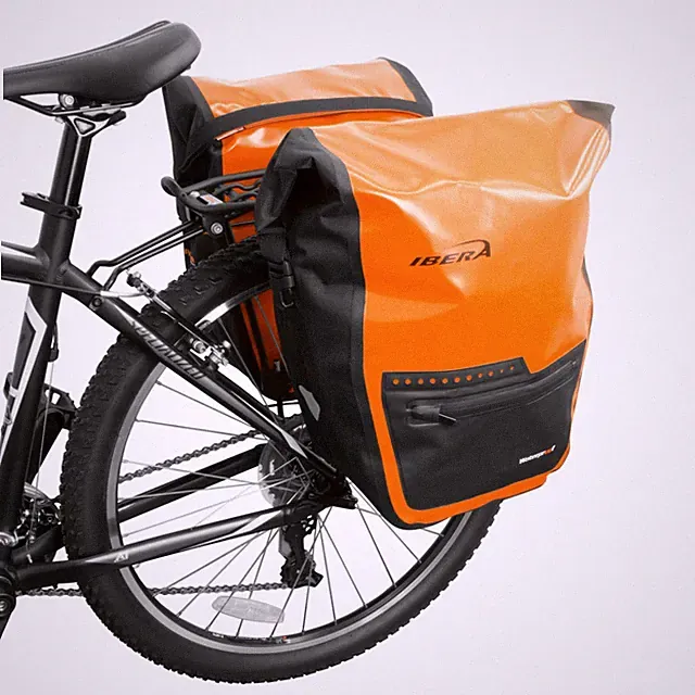 Ibera Bike Panniers Bag Rear Waterproof Bicycle Carrier Clip-On Double Trunk Bag