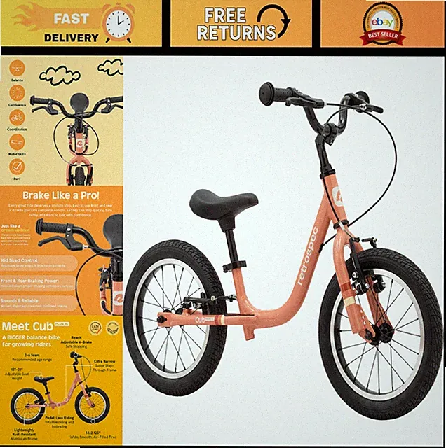 Kids Balance Bike 14in Adjustable Height Toddler Bike - Lightweight Aluminum Fra