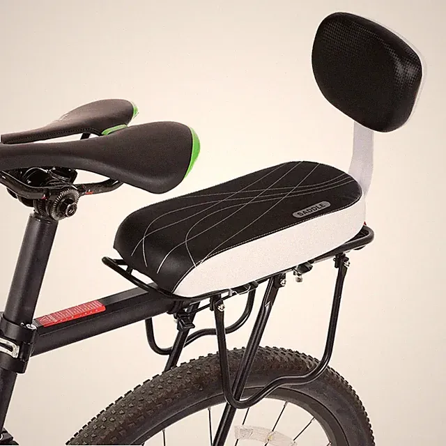 Kids Bicycle Rear Seat Cushion Backrest Handle Footrest Set Bike Rack Saddle PU