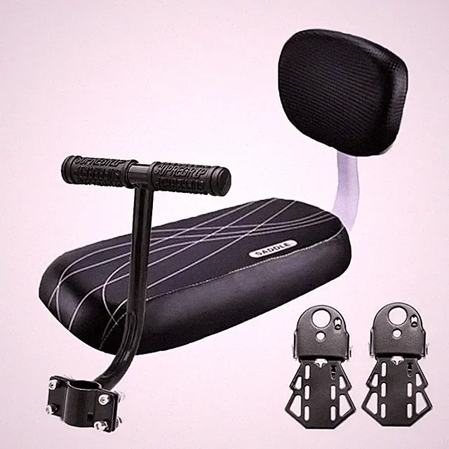 Kids Bicycle Rear Seat Saddle w/ Backrest Handle Footrest Child Bike Cushion Set
