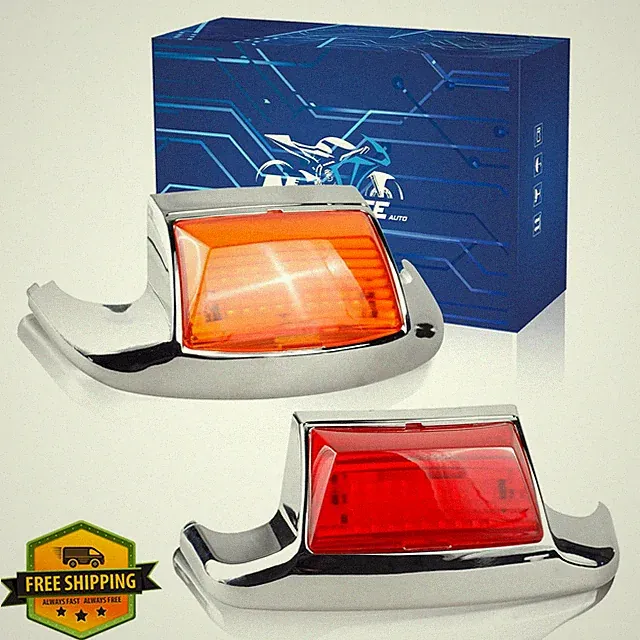 NTHREEAUTO Fender Lights Amber Red for Harley Touring