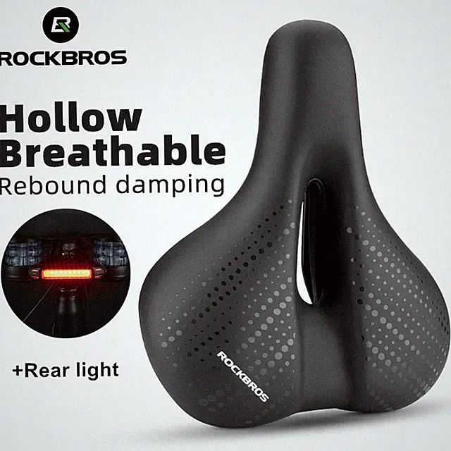 ROCKBROS Bicycle Saddle Cushion with Taillight Bike Seat Soft Memory Foam Pad