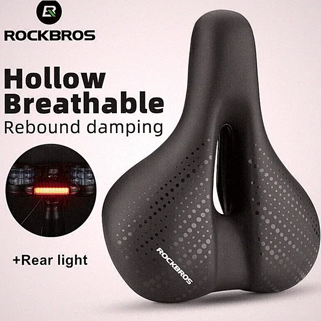 ROCKBROS Bike Seat Saddle With Rear light Cushion Shock AbsorptionGel Comfort