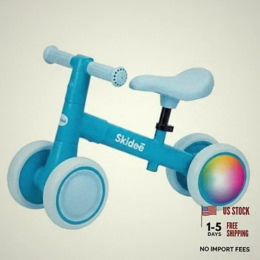 SKIDEE Toddler Balance Bike 1-3, 4-Wheel Balance Bike with Rare Galaxy Blue