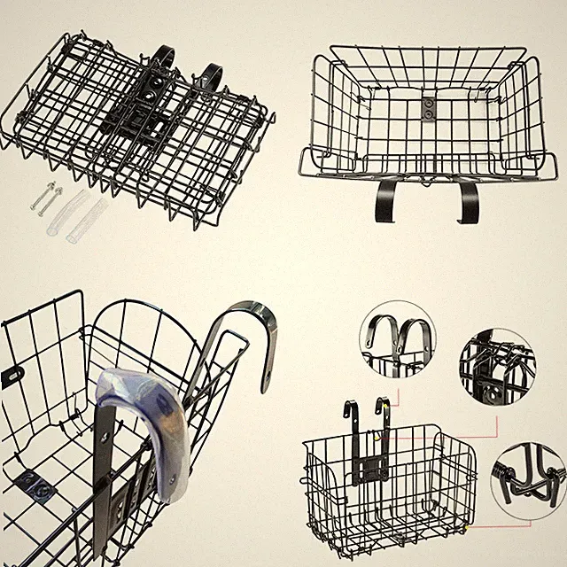 US 1 Pack Folding Rear Bike Basket Wire Mesh Fold-Up Detchable Front Rear Bag